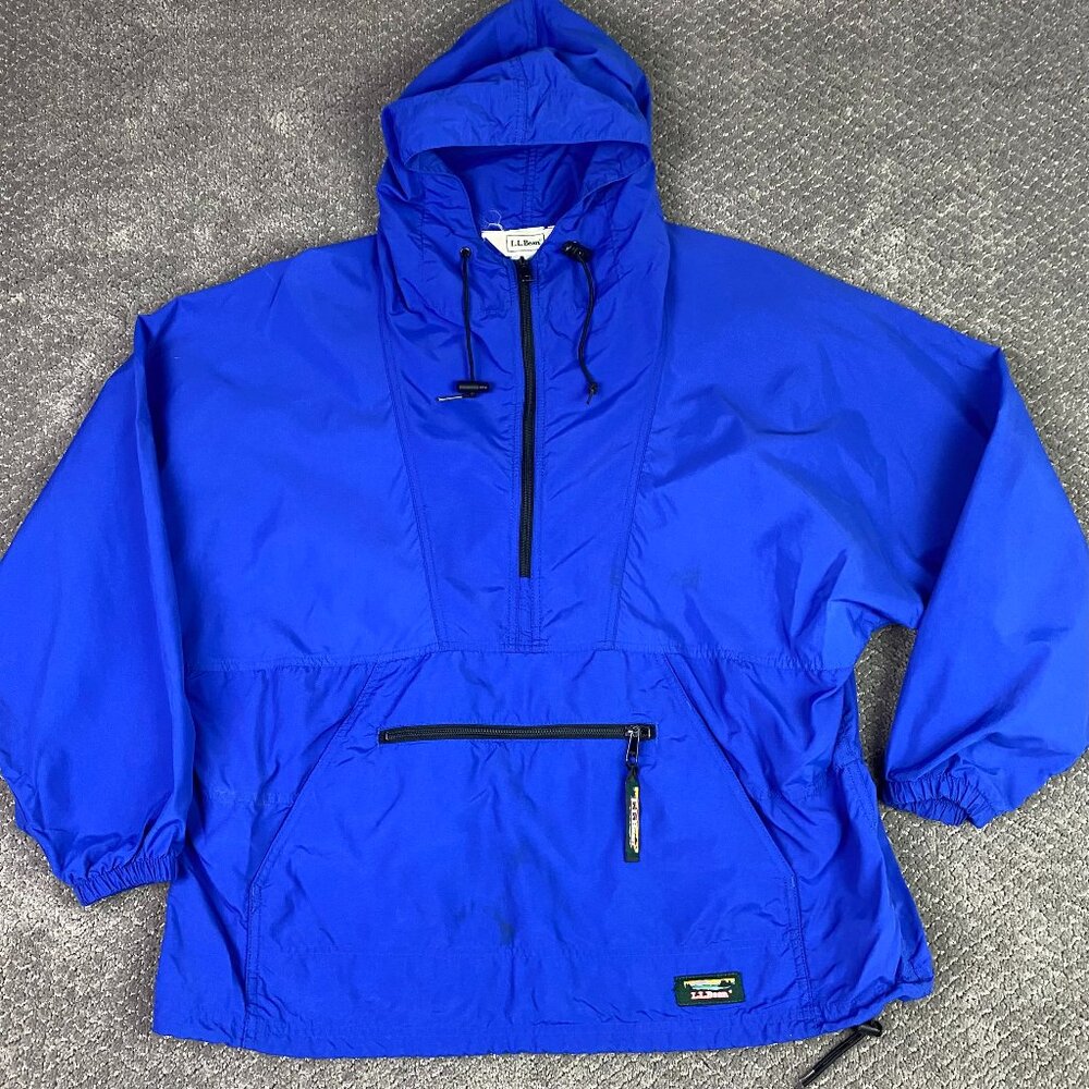 Vintage LL Bean Windbreaker Anorak Jacket Women's Blue Lightweight Packable
